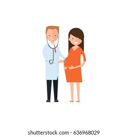 Doctors and pregnant check vector.