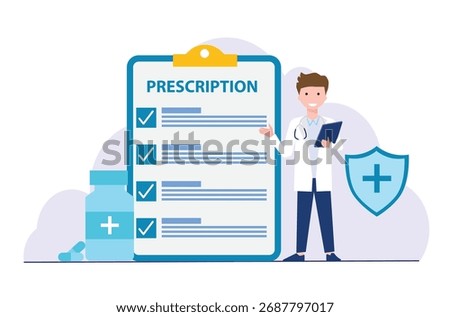 Doctor's prescriptions concept. Disease therapy drugs, capsule treatments