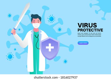 Doctors protect the spread of Coronavirus and Covid-19 by staying home. Coronavirus.