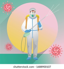 Doctors in the protective suits and masks against infectious diseases, Stop the infection. Health care concept. Vector illustration
