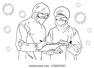 Doctors routinely examine patients vector