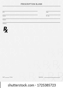 Doctor's Rx pad template. Blank medical prescription form.