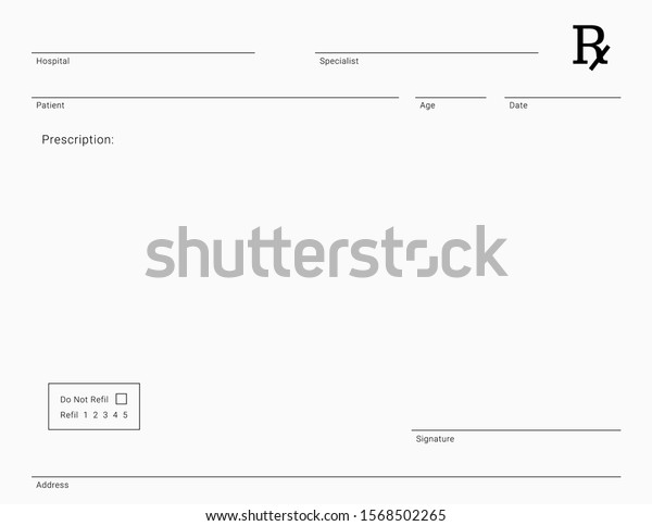 Doctor's Rx pad template. Blank medical
prescription form.