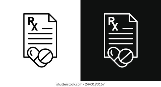 Doctor's RX Prescription Icons. Medical Paperwork and Drug Instructions Symbols.