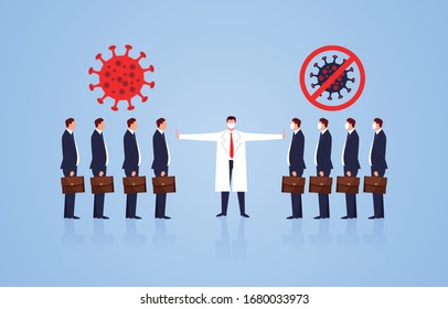 Ärzte trennen Menschen, die keine Masken tragen, von denen, die Masken tragen, um eine groß angelegte Übertragung zwischen Menschen mit neuem koronaren Lungenentzündungsvirus zu verhindern