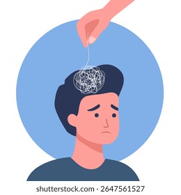 médicos resolvendo problemas psicológicos em emaranhado cabeça psicoterapia conceito de aconselhamento horizontal comprimento total cópia espaço vetor ilustração