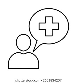 doctor's speech bubble bubble with cross line art design on white background 