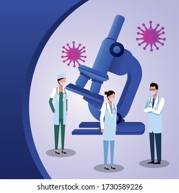 doctors staff with laboratory equipment vector illustration design