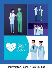 doctors staff with laboratory equipment vector illustration design