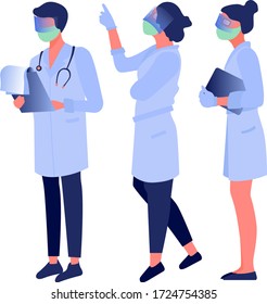 doctors stand in a pose fighting coronovirus covid-19