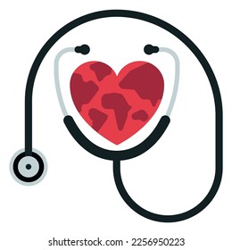 Doctors Stethoscope Earth Heart Vectorart