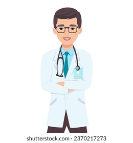 Doctors with stethoscope. Group of medical students or nurses. Vector illustration.