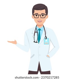 Doctors with stethoscope. Group of medical students or nurses. Vector illustration.
