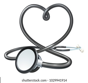 A doctors Stethoscope in a heart shape concept