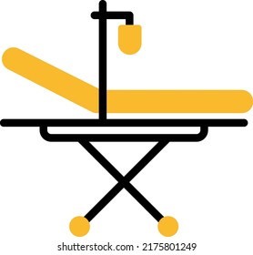 Doctors stroller bed, illustration, vector on a white background.