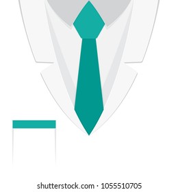 A doctors suit or lab coat in flat design. Vector illustration. Medical cute background. Health day. Doctors day