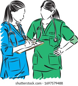 doctors taking notes vector illustration