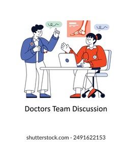 Ärzte Team Diskussion Flat Style Design Vektorillustration. Bestandsimulation
