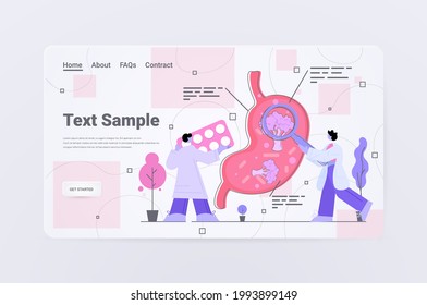 doctors team examining digestive tract system medical consultation human internal organ inspection