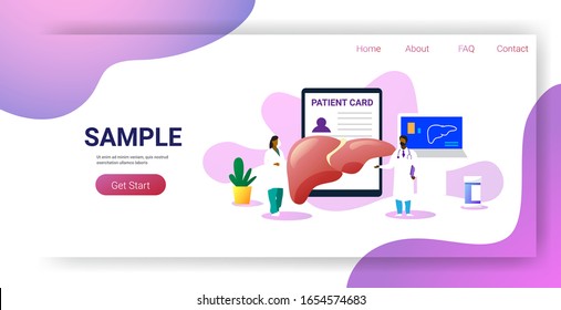 doctors team examining human liver medical consultation internal organ inspection examination treatment concept horizontal copy space full length vector illustration