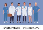 Doctors team. Medical staff doctor and nurse, group of medics. Vector illustration in a flat style