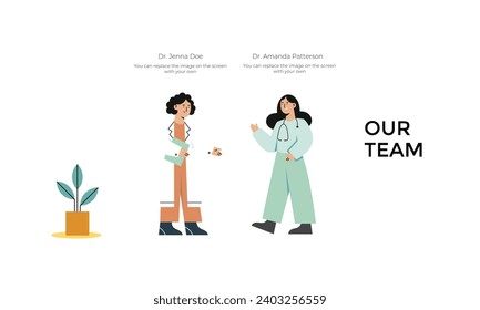 Doctors team set vector illustration infographic