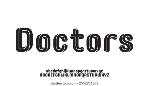 Doctors, Technology typography alphabet fonts with bold style. Vector illustration and tech font. Abstract minimal modern sport, simple, fashion, digital, future creative alphabet font.
