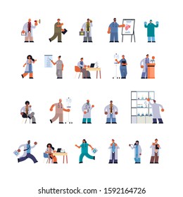 doctors in uniform different clinic hospital workers set medicine healthcare concept full length flat vector illustration