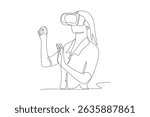 Doctors using VR. Medical technology concept one-line drawing