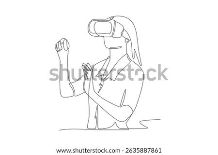 Doctors using VR. Medical technology concept one-line drawing