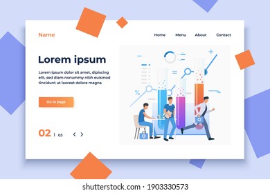 Doctors working in laboratory and running for call vector illustration. Hospital, clinic, healthcare. Medicine concept. Creative design for layouts, web pages, banners