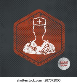Doctor,stamp design on old dark background,grunge concept,vector