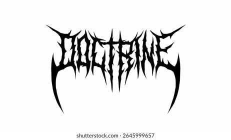 Doutrina, tipografia vetorial com estilo tribal metal afiado, humor intenso e agressivo. Ideal para logotipos de banda, camisetas, cartazes e adesivos