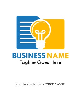 Documen, bulb with folder design logo template illustration
