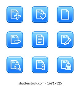 Iconos web del documento 2, series de botones brillantes azules