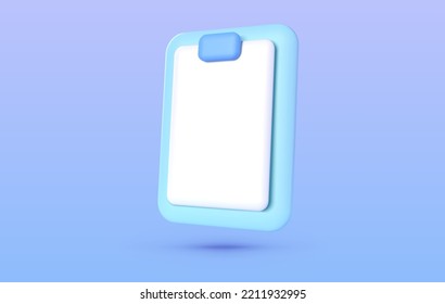 Document 3d on white background. Document template design. 3d render vector illustration