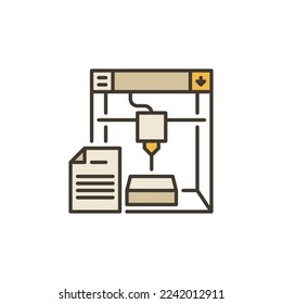 Document with 3D printer vector concept colored icon or design element