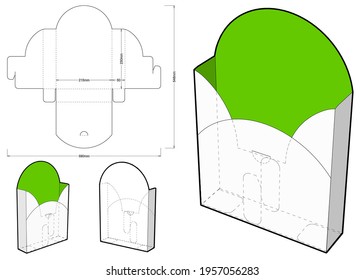 Document A4 storage box with handle die cut template. The .eps file is full scale and fully functional. Prepared for real cardboard production.
