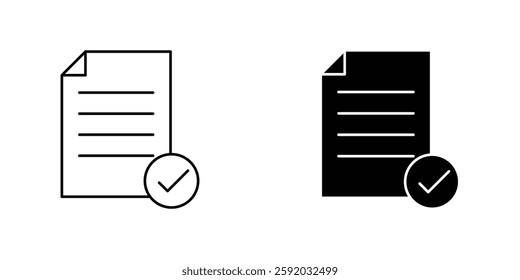 Document accept icon symbol collection on white background.