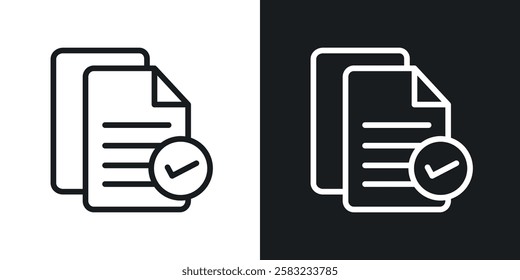 Document accept icons in black and white liner strokes for web design.
