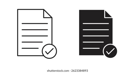 Ícones de aceitação do documento em plano de fundo branco para a Web