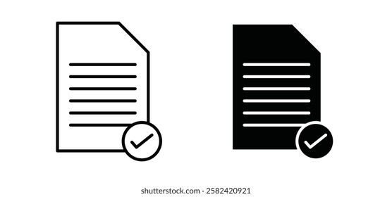 Document accept icons pack vectors in black flat and strokes