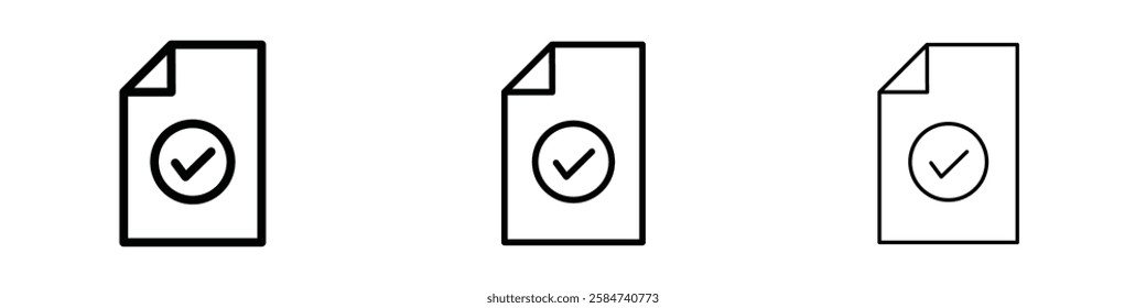 Document accept icons in three different stroke lines