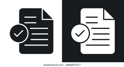 Document accept vector icon set in solid black and white color