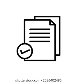 Document accepted icon Flat art illustration in outline