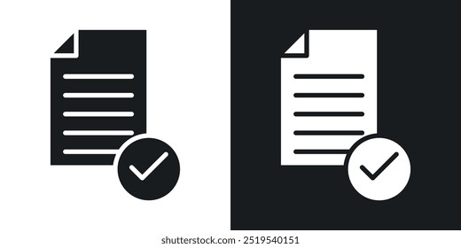 Document accepted icon icons in black and white filled style