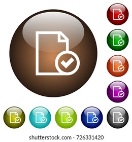 Document accepted white icons on round color glass buttons
