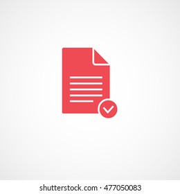 Document Add Done Red Flat Icon On White Background