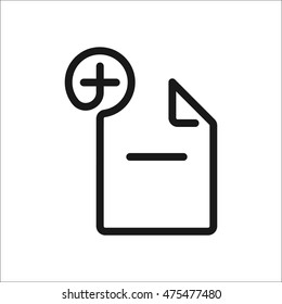 Document add file add symbol sign one line icon on background