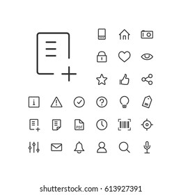 Document Add Icon In Set On The White Background. Universal Linear Icons To Use In Web And Mobile App.